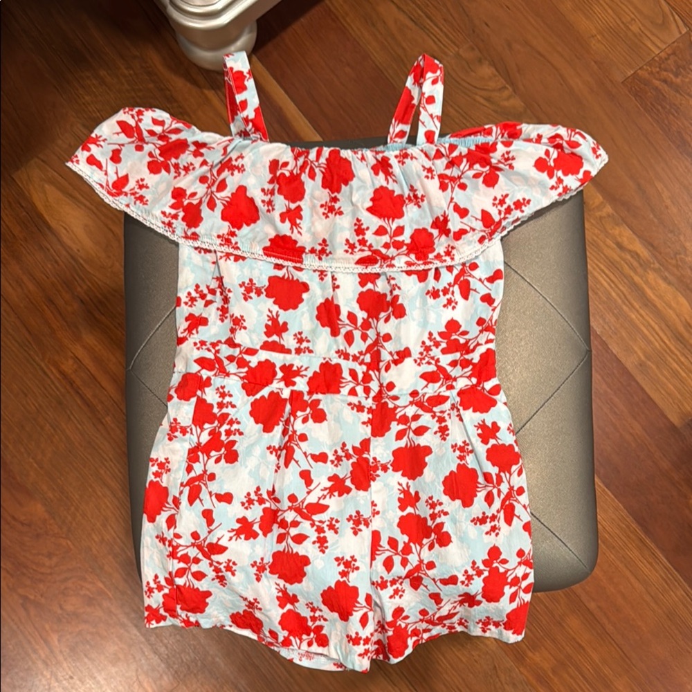 Janie and Jack Red Floral Kids Romper